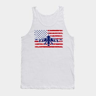 US Flag Airplane Patriotic American Pilot Tank Top